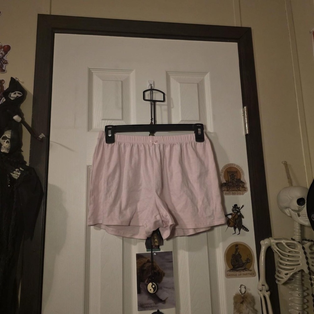 Women's Light Pink Athletic Lounge Shorts with Elastic Waist